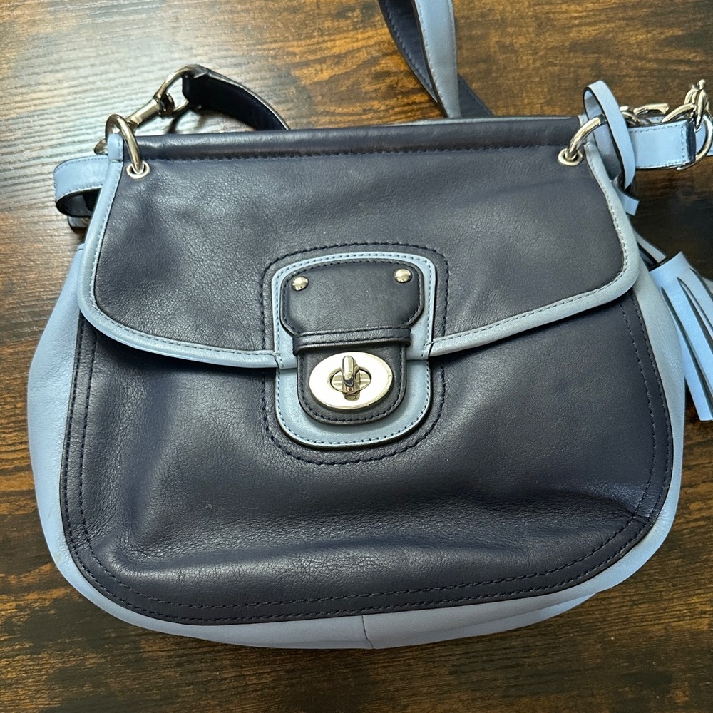Coach Navy and Chambray Leather Legacy Willis with wallet